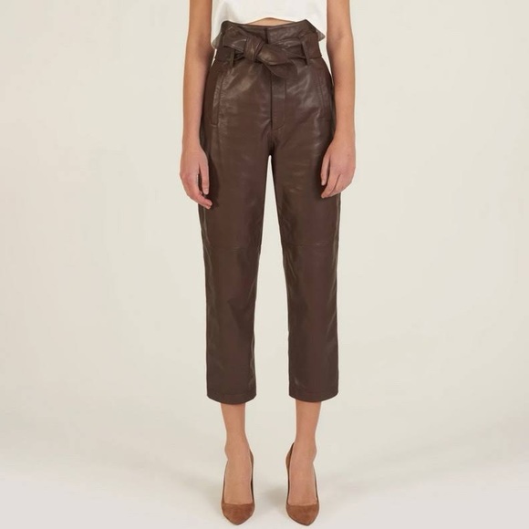 Pants - Marissa Webb Brennan Tie-Waist Leather Pants Size 6